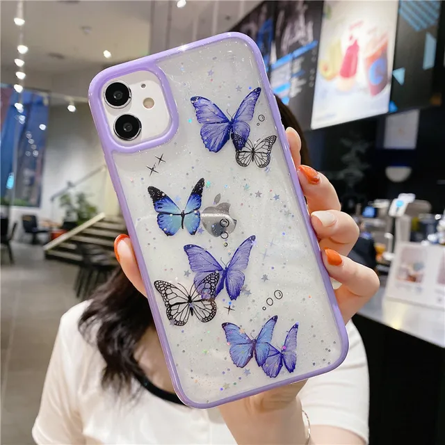 Clear Glitter Butterfly Soft Shockproof iPhone Case