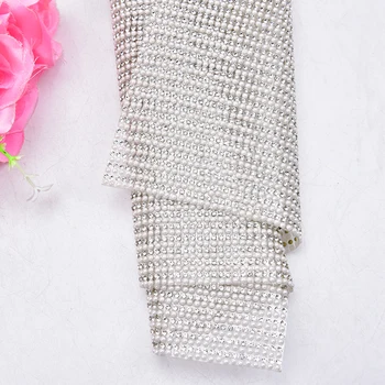 

New! Pearl Clear Rhinestone Beaded Trim Iron On Diamond Mesh Bridal Strass Crystal Applique Roll For Garment Wedding Decoration