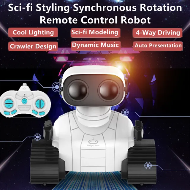 Auto Demo Crawler Design Remote Control Robot 2 Hours Cool Light Synchronous Rotation Sci-fi Modeling 4-Way Driving RC Kid Toys 1