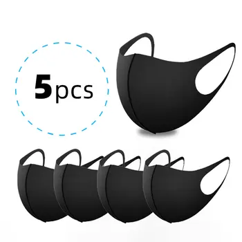 

5pcs Black Mouth Masks Reusable Mask Washable Face Shield Masque Face Mask Cloth
