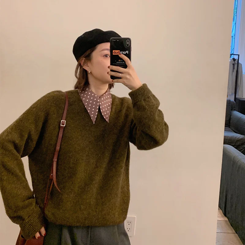 

Loose lazy sweater women knit sweater women autumn and winter sweater