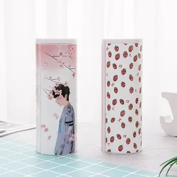 1PC かわいいペンケース多機能円筒ミラー電卓かわいい漫画のペンボックスガールスクール文房具供給