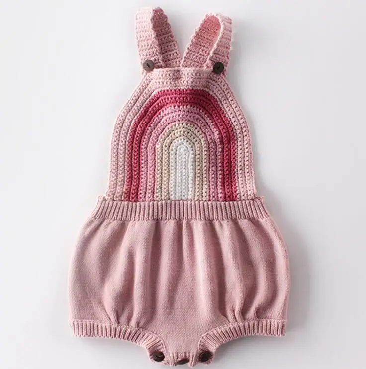 Детские Боди; Новинка; осенняя одежда для маленьких мальчиков; свитер ручной работы; боди для маленьких девочек; вязаные комбинезоны; одежда для маленьких девочек - Цвет: pink