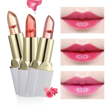 

3Pcs Color Changing Makeup Beauty Flower Jelly Lipstick Gloss Long Lasting Moisturizing Waterproof Lip Balm