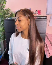 Peluca con malla frontal para mujeres negras, pelo liso de color con pelo de bebé 13x4, pelucas de cabello humano brasileño con encaje frontal, 4x4, Remy
