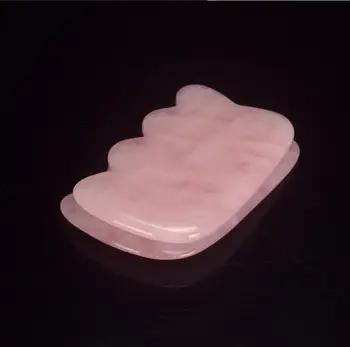 

KCONYD Factory Wholesale Natural Jade Body &Face Guasha Plate-Rose quartz-E shape