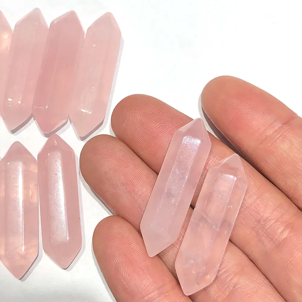 1pc Kleine Rose Quarz DT Punkte Zauberstab Hexagonalen Kristall Natürliche Stein Mineral Healing Reiki Home Room Decor DIY für anhänger Geschenk