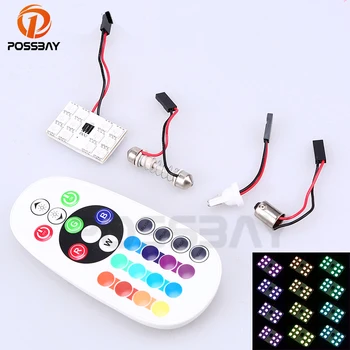 

POSSBAY Universal 2 Pcs Panel 12/15/24/36SMD With Remote Control Auto Car Colorful LED Micro Dome Index Lamp Bulbs DC 12V