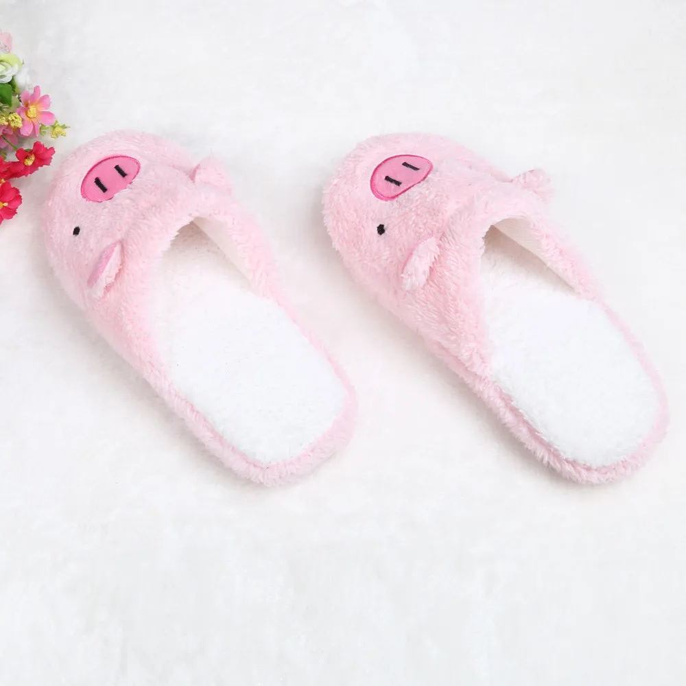 Зимние домашние тапочки со Свинкой; милые женские Вьетнамки; мягкие полосатые тапочки в форме милой Свиньи; женская обувь; Теплая обувь для девочек;# A