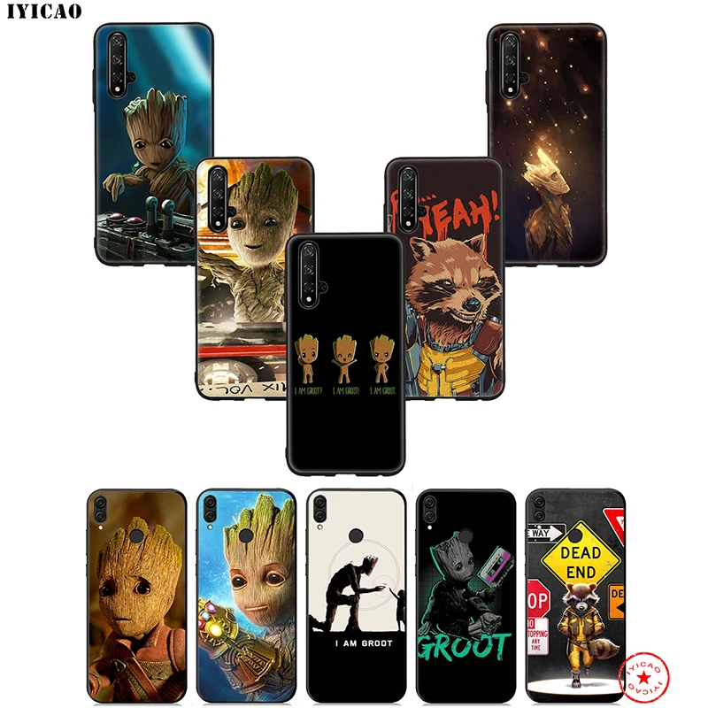 Guardian Groot Raccoon Soft Case for Huawei Honor 20 10 9X 9 8C 8X 8 7X 7C 7A 6A Nova 5i 4 3i 2 2i Lite Pro View Note |