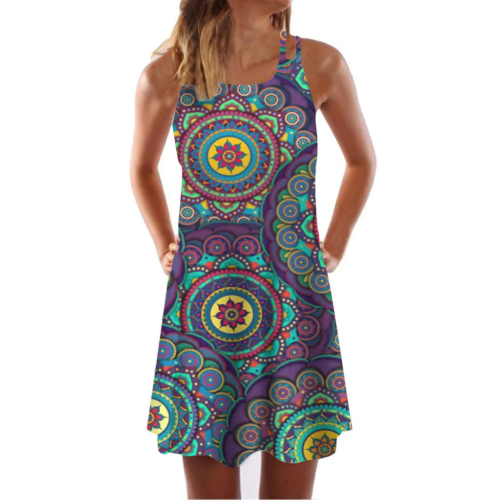 

Trendy off shoulder strap print style loose and ultra short Pleated Dress