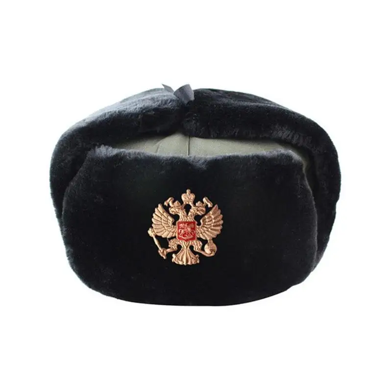 56-60cm Winter Soviet Army Military Badge Hat Outdoor Trapper Aviator Earflap Hat Warmth Hats Caps Cap Bomber Windproof V5E5 mad bomber hat mens