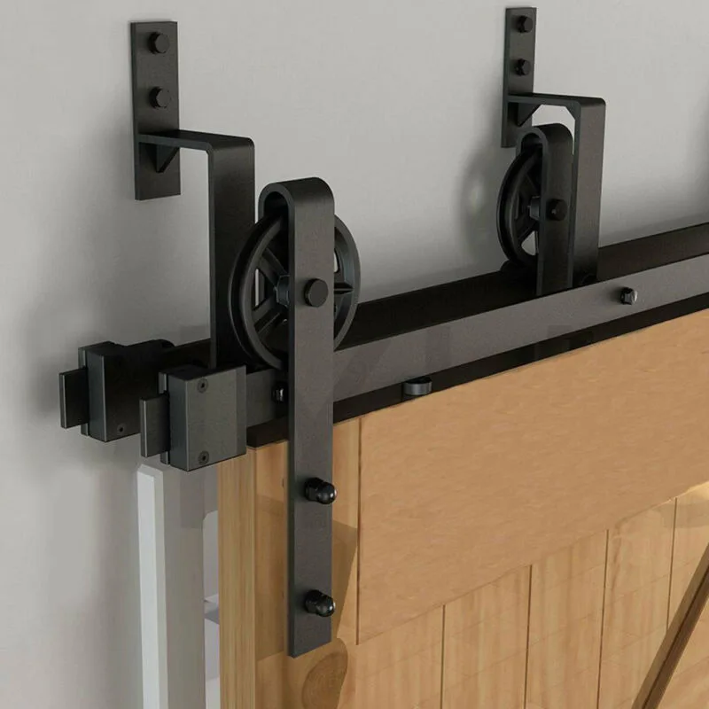 

1pc black Carbon steel Double Track Big Wheel Hanger Tool Kit Sliding Barn Door Bracket Hardware tools