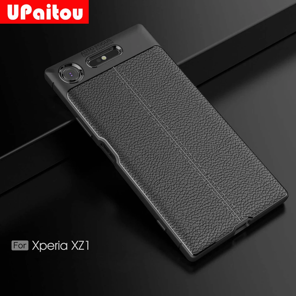Роскошный мягкий ТПУ чехол UPaitou для Sony Xperia XZ1 кожаный силиконовый с текстурой двух