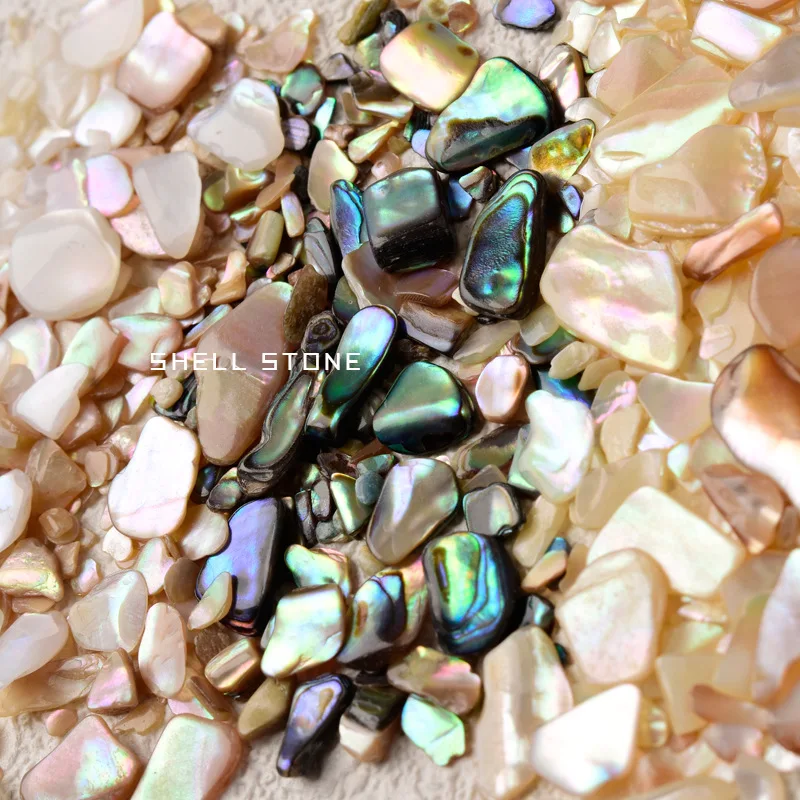 Tanie Nieregularne muszle żwir naturalny Aurora Shell kawałek Phantom kolor Abalone muszle żwir sklep