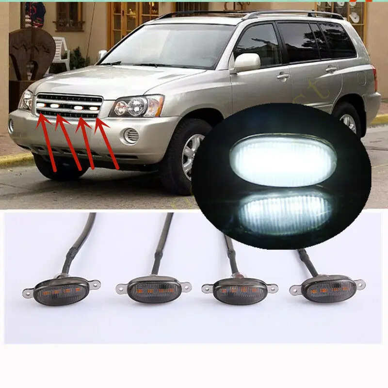 

Подходит для Toyota Highlander 2001-2007, светодиодный автомобильный передний бампер, решетка, светодиодный белый свет, Раптор, стиль, комплект освещения, декор с проводом, скорость