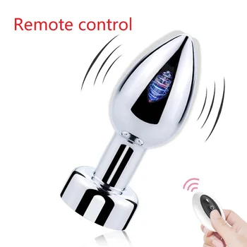 7 speed vibrator Metel anal beads butt plug vibration large rechargeable Wireless Remote Control Prostate Massager ass sex toy 1