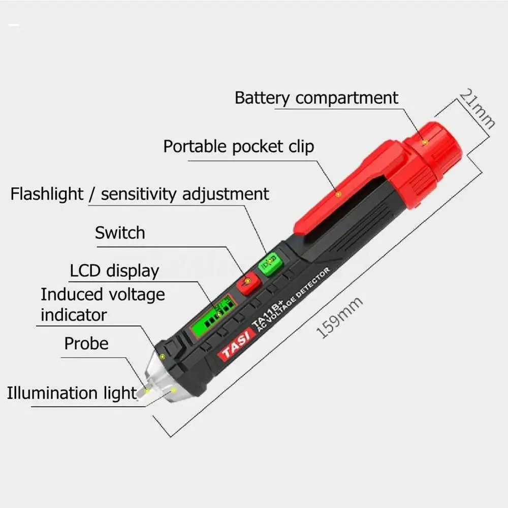 Бесконтактный AC/DC Индикатор напряжения метр 12 V-1000 V стиль пера Напряжение детектор ЖК-сигнализация самотестирования