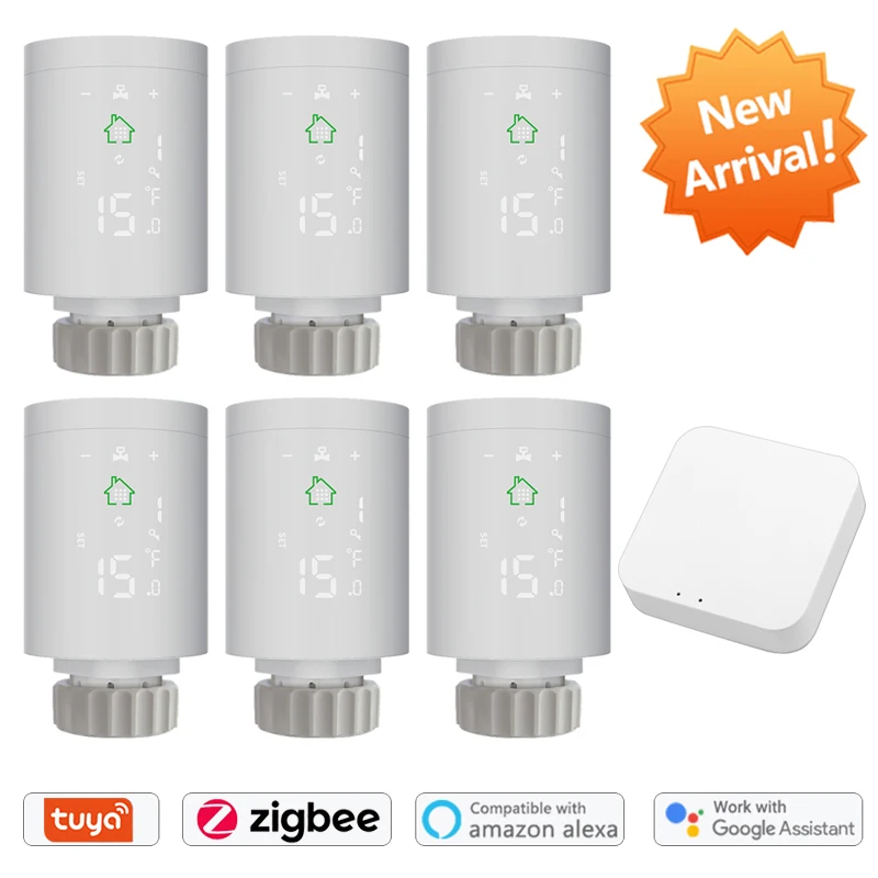 Tuya ZigBee 3.0 Smart Radiator Actuator Thermostat Programmable Radiator Valve Temperature Controller Voice Control +Gateway Kit