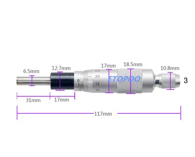 0-25mm flat Серебряный плоский игольчатый микрометр 0-13 мм 0-25 мм 0-50 мм 0,01 мм измерительный инструмент с накатанной регулировкой ручка микрометр головка - Цвет: 0-25mm flat