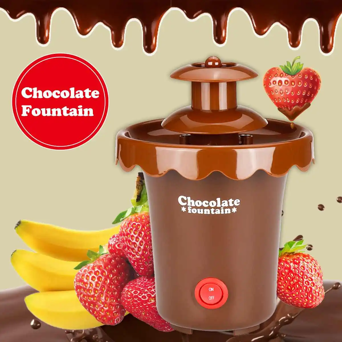 2 Tiers Mini Chocolate Fondue Fountain Party Waterfall Melting Machine for Fruits Marshmallows Cookies Cake Wedding Party