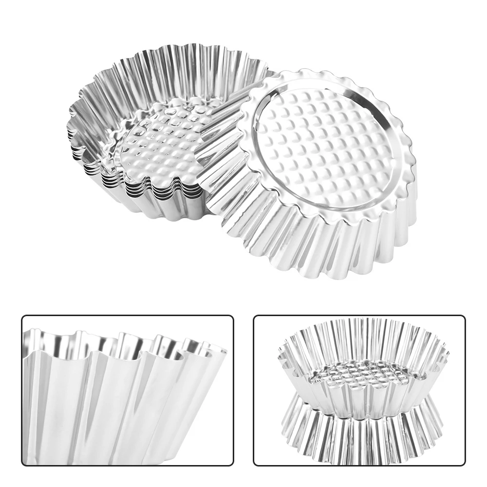 10PCS Stainless Steel Egg Tart Mold Flower Shape Reusable Cupcake Muffin Baking Cup Tartlets Pans Pastry Tools |