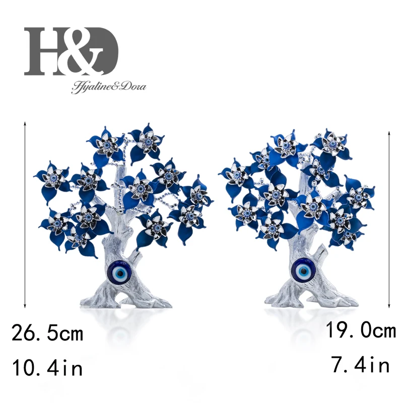 H& D фэншуй голубой сглаза цветок дерево Статуэтка деньги Фортуна дерево для защиты богатства удачи Рождественский подарок домашний декор смола