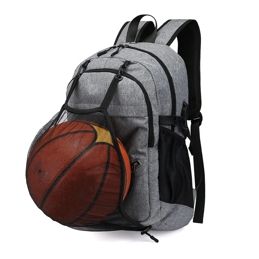 

Hot Men Sport Basketball Backpack USB Charging Port Laptop Bag Waterproof for Students BVN66