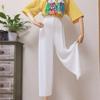 White Pants Новые стильные повседневные штаны с морщинами женские мусульманские длинные юбки штаны женские брюки абайя хиджаб - Цвет: White Pants