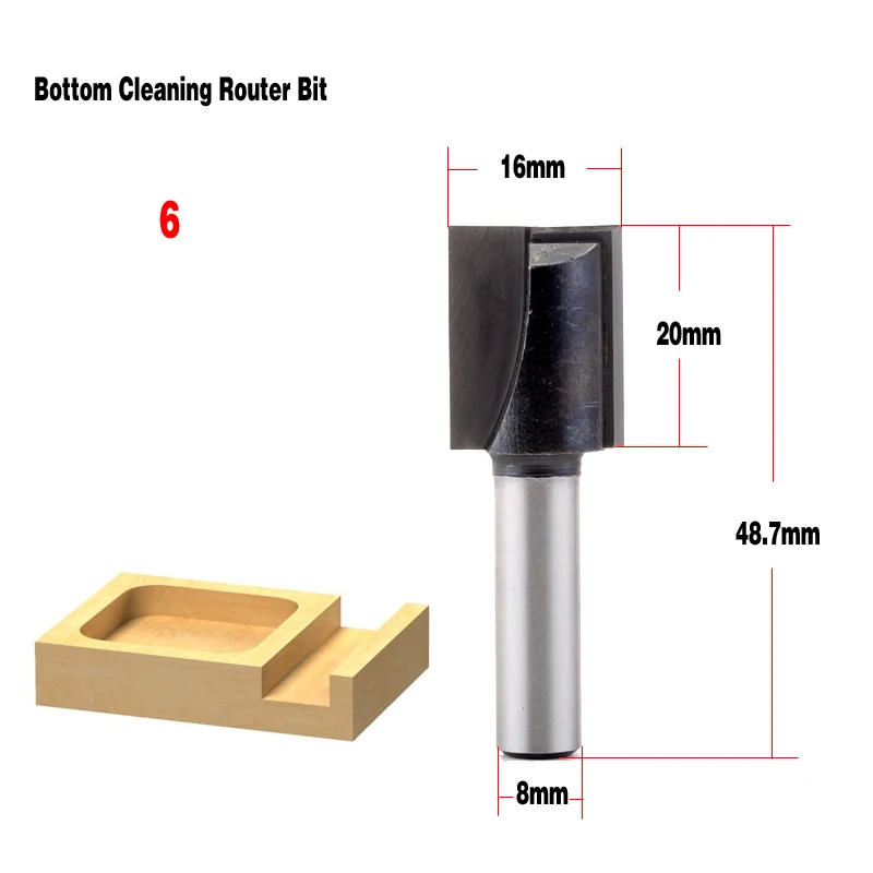 ABSF 7pcs/set 8mm Shank Straight Router Bit Set Top Quality Plane Clearing Knife Cutting for Turning Lathe Machine Woodworking T