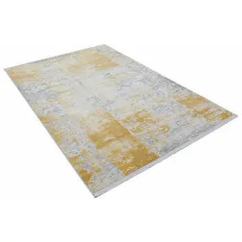 

Apex Luxia 3 'x 5' Polypropylene Yellow/Gray Runner Rug
