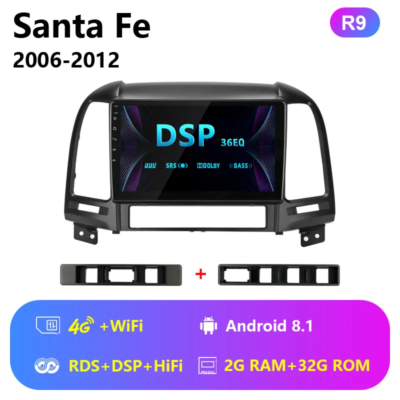 Jansite " RDS 4G Wifi автомобильное радио для hyundai Santa Fe 2006-2012 Авторадио сенсорный экран для Android зеркало GPS-link плеер с рамкой - Color: 4G wifi with RDS DSP