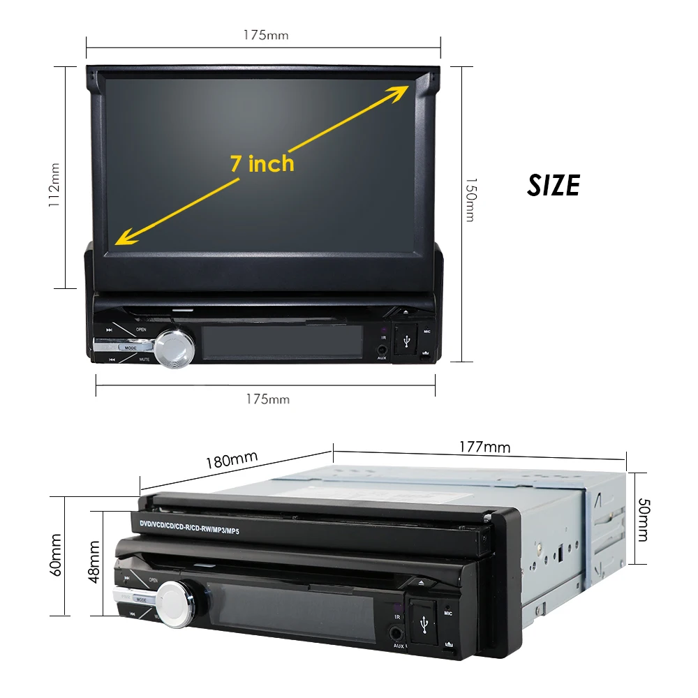 Top Car Multimedia Player 7" Single 1 DIN Car DVD Player DAB+ Radio Stereo with GPS Sat Nav UK Map +Camera Mirror Link Head Unit CAM 3