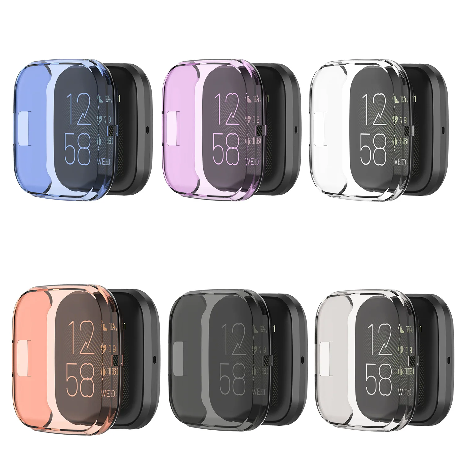 50 шт./лот мягкий ТПУ прозрачный силикон чехол для Fitbit Versa 2 Smartwatch защитный корпус Versa2 сменные часы аксессуары