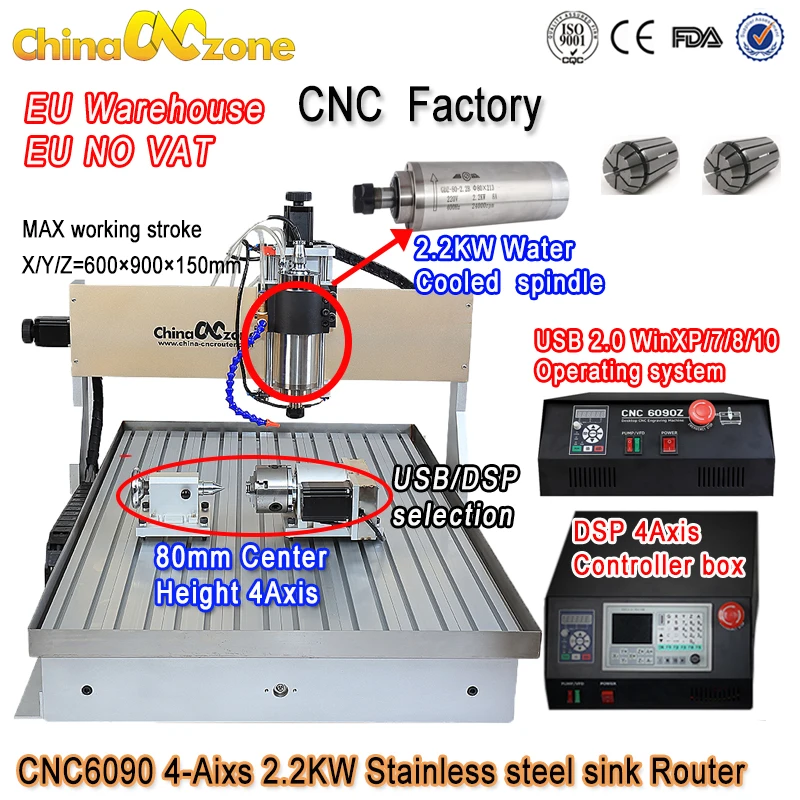 Фрезерный станок с ЧПУ 6090 дюйма 4 оси кВт|mini cnc milling machine|cnc machinemachine |