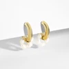 Pendientes de aro pequeños redondos de acero inoxidable para mujer, aretes de perlas circulares elegantes, regalo de joyería de Color dorado y plateado ► Foto 2/6