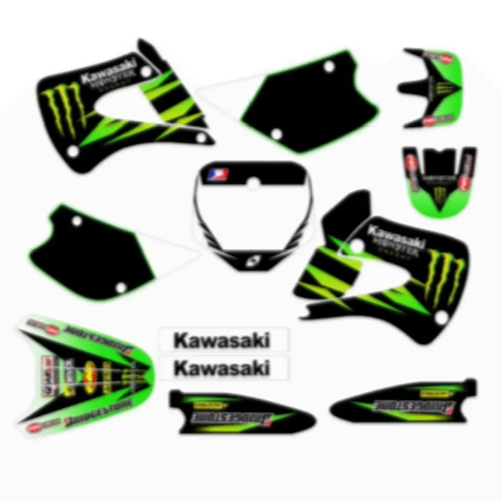 

New Full Graphics Decals Stickers Custom Number Name 3M Bright Matte Stickers Waterproof For Kawasaki KX85 2001-2013