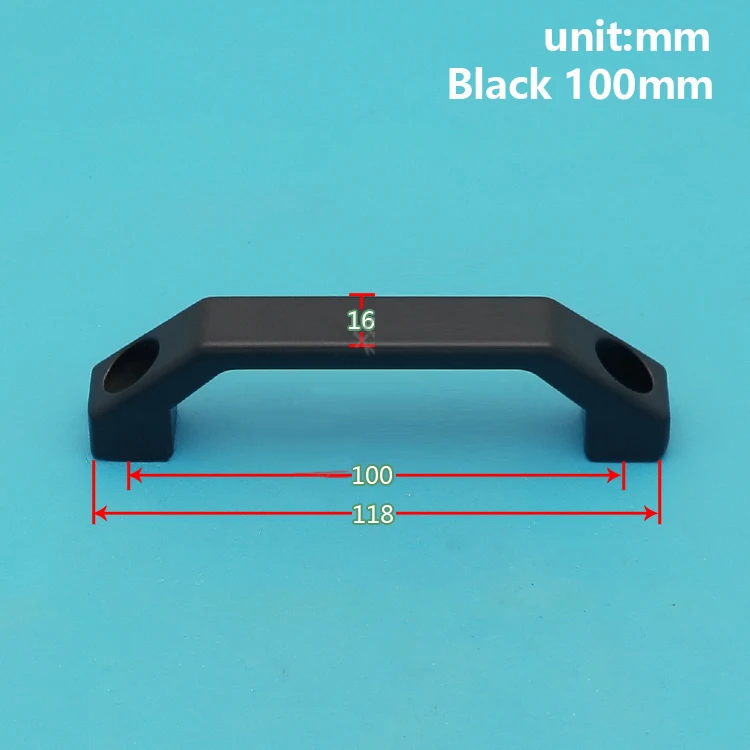 LS520U型铝合金拉手LS06抽屉把手箱柜设备提手100-130mm桥式把手_黑色100mm孔距_1