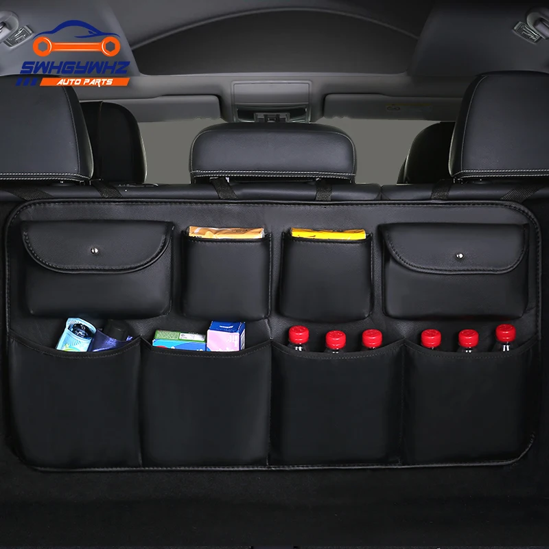 

New PU leather Car Rear Seat Back Storage Bag Multi-use Car Trunk Organizer Auto Stowing Tidying Auto Interior Accessories
