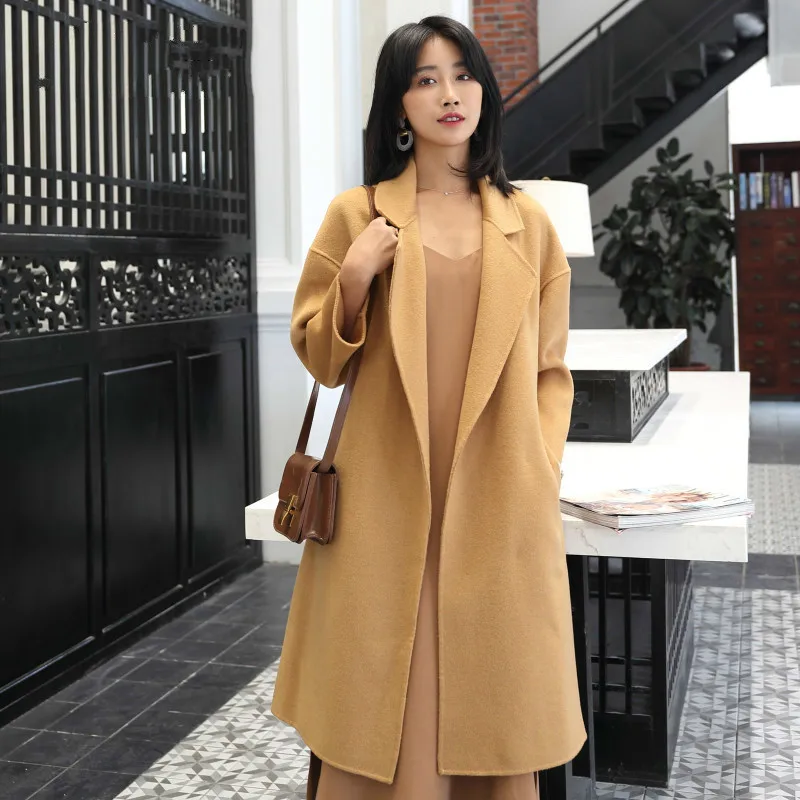 

100% Wool Autumn Winter Jacket Women Handmade Double-side Woolen Coat Female Korean Vintage Jackets AK6003 MY1929