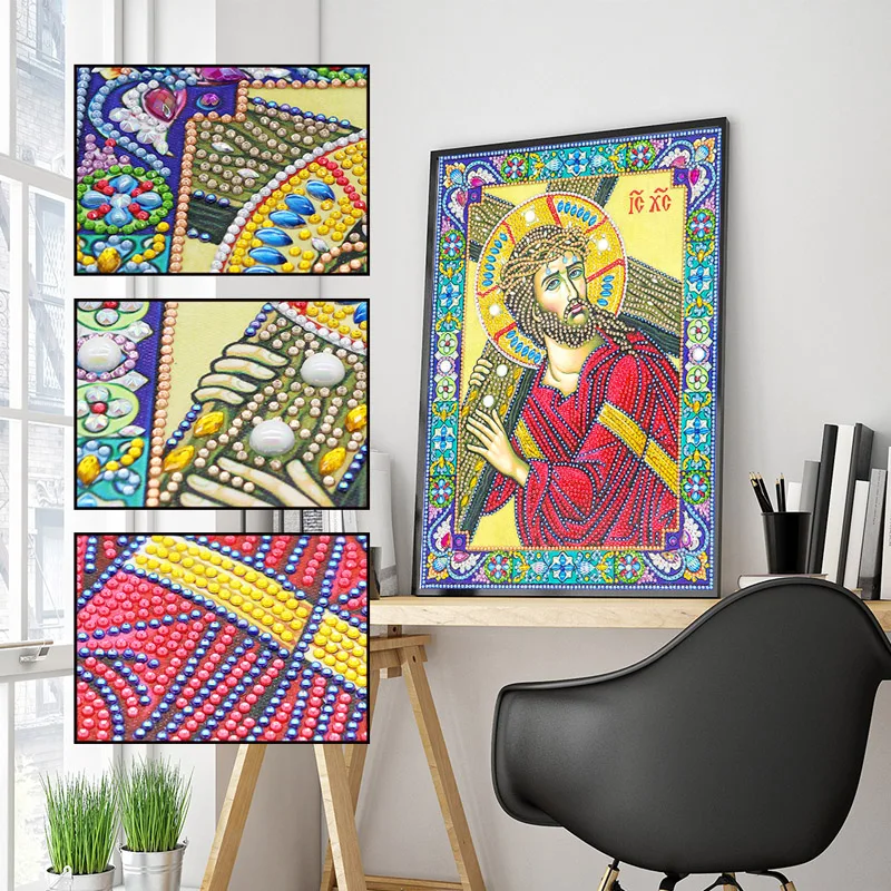 RUBOS 5D DIY Diamond Embroidery Icon God Cross Diamond Painting Religions Big Pearl Bead Beadwork Mosaic Crystal Stone New Sale (1)