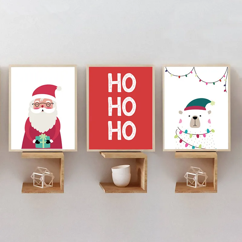 

Merry Christmas Red Santa Claus And White Snowman Canvas Painting Posters And Prints Wall Art Pictures For Living Room Decor