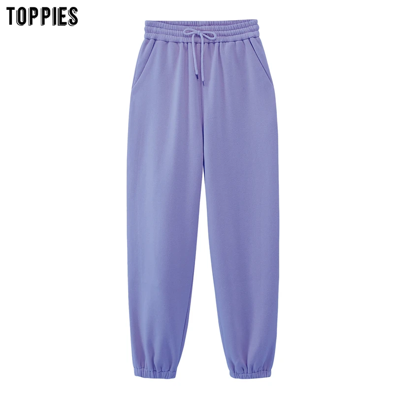 toppies womens fleece pants high waist joggers pants leisure trousers korean style sweatpants causal streetwear
