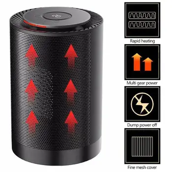 

Cylindrical 2 Speed LED Desktop Heater PTC Portable Personal Space Warmer 1200W/2000W LED Heater Car Appliances Dropshipping