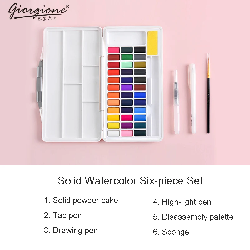 Günstig Giorgione feste aquarell 24 36 48 farbe abgabe macaron pulver blau tragbare mit palette kunst liefert