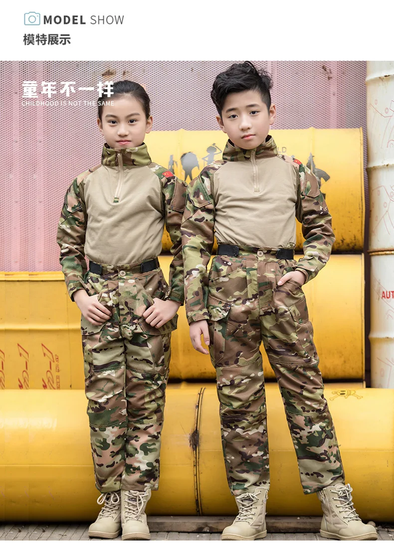 Летний детский Тактический костюм с длинными рукавами, комплект CP Camo, детская тактическая камуфляжная футболка MC, тактическая Униформа скаутов