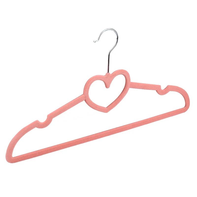 

TOP!-Pack of 10 Non-Slip Ultra-Thin 360 Degree Swivel Flocked Adult Clothes Hangers with Heart Tie Bar, Notched Shoulders for Ga