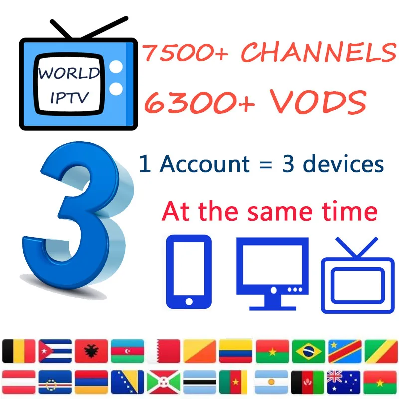 

World IPTV Subscription iptv set top box with VOD Adult Arabic Fr Spain France Portugal USA UK Support for Smart TV M3U MA9