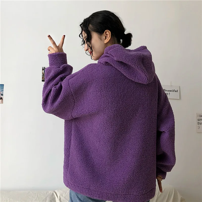 Price+ 5 Photo Shoot Net Price! 3059# Autumn And Winter New Style Korean-style Loose-Fit Laziness Faux Lambswool Hooded