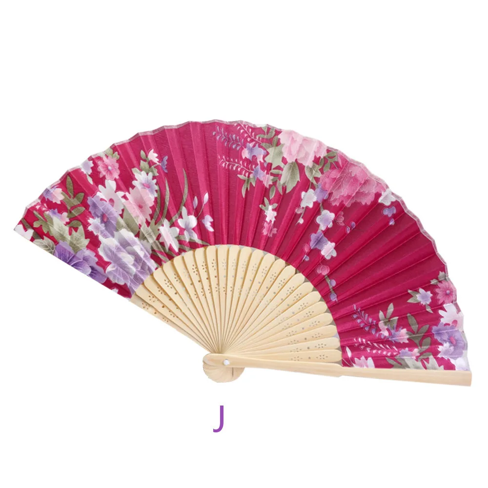 1 шт., высокое качество, винтажный бамбуковый складной ручной цветочный вентилятор, китайский танцевальный вечерний Карманный подарок, бамбук, L* 5 - Цвет: J